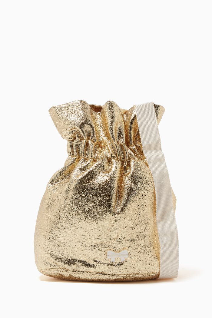 

Pouch Bag in Metallic Crêpe, Gold