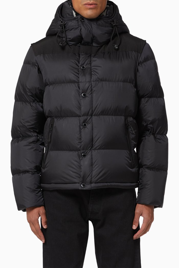 

Detachable Sleeve Hooded Puffer Jacket, Black