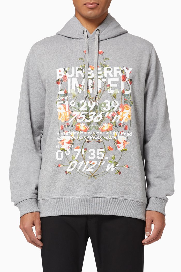 

Roses Coordinates Cotton Hoodie, Grey