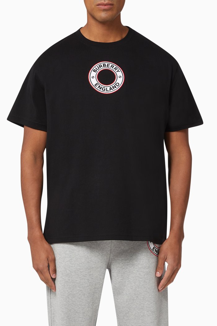 Logo Graphic Appliqué Cotton Oversized T-shirt, Black