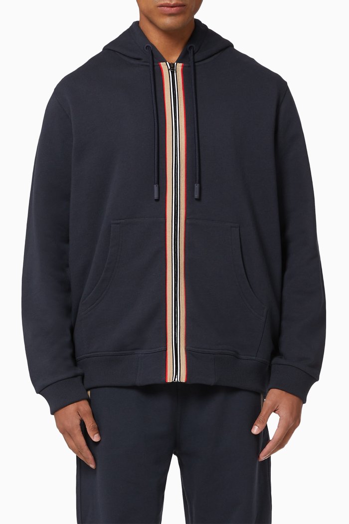 

Icon Stripe Organic Cotton Hooded Top, Blue