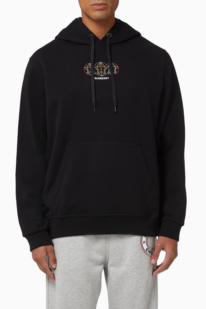 Globe Graphic Cotton Hoodie, Black