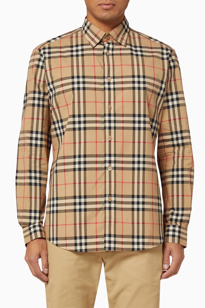 

Check Cotton Poplin Shirt, Neutral