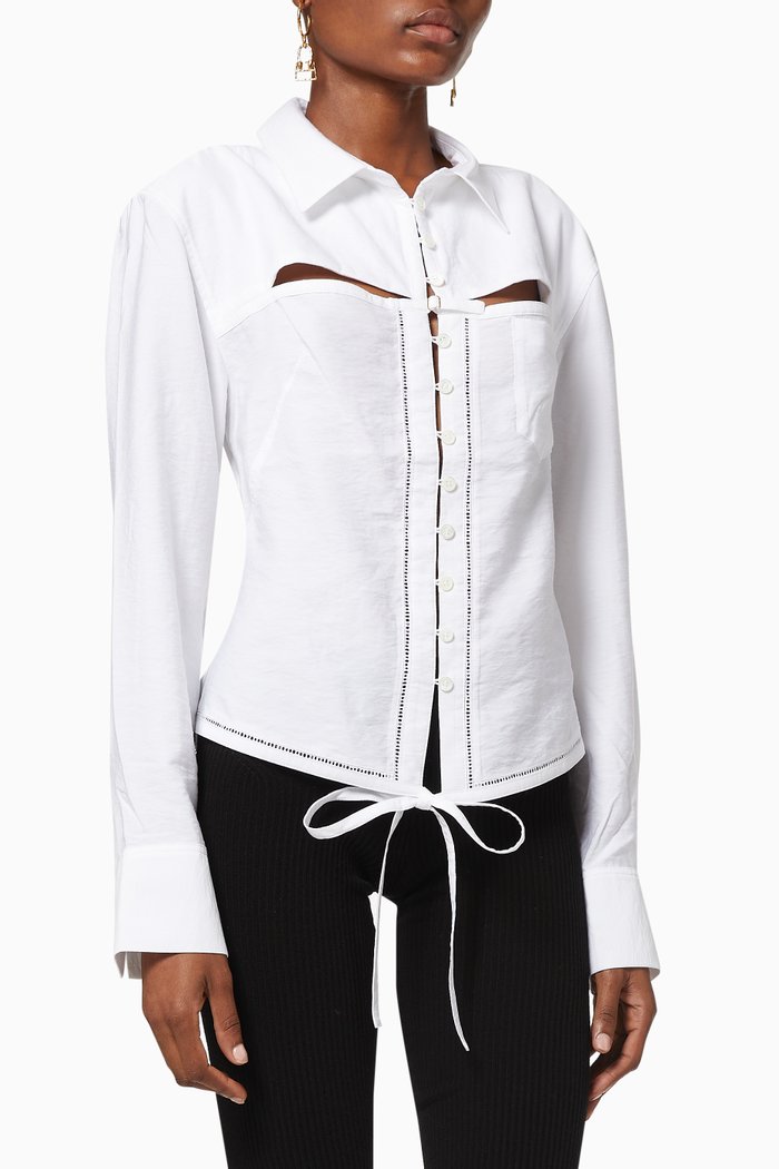 

La Chemise Nappe in Viscose-Blend, White