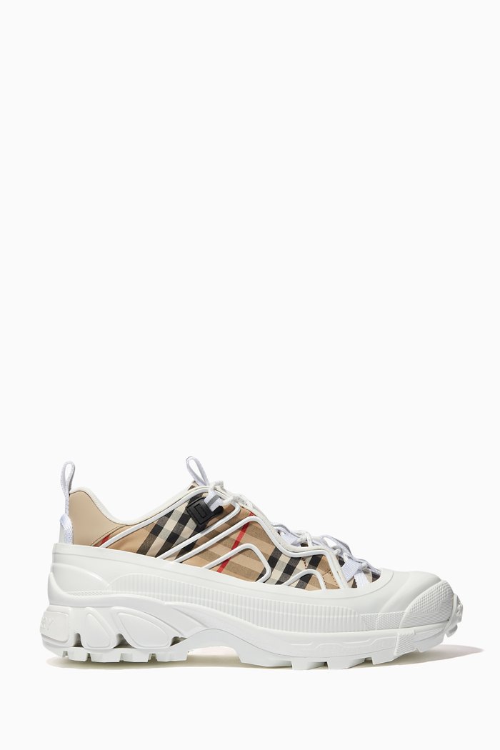 

Arthur Sneakers in Vintage Check Cotton and Leather, White