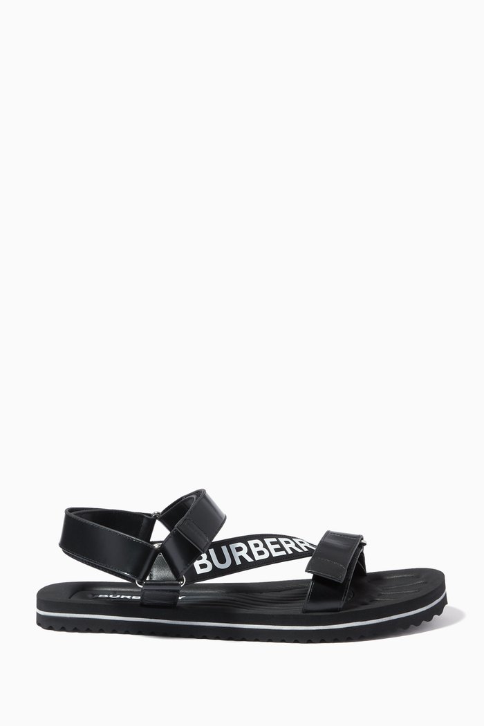 

Logo Sandals in Leather, Black