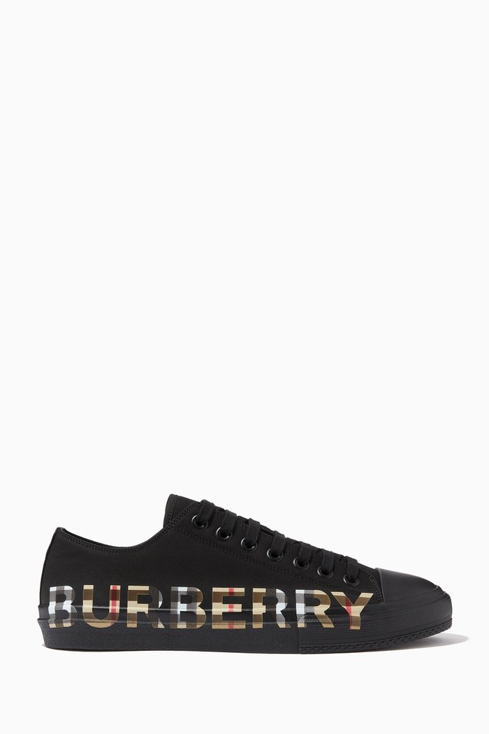 

Vintage Check Logo Sneakers in Cotton Gabardine, Black