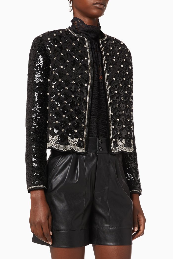

Lacerta Boxy Cropped Jacket, Black