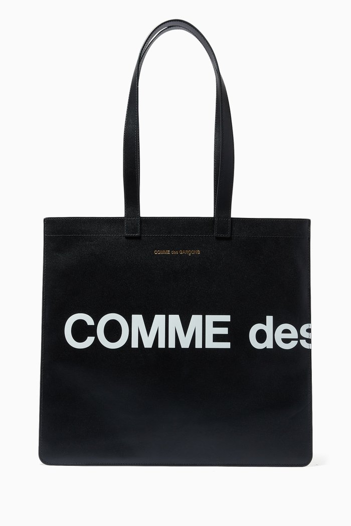 

Huge Logo Tote Bag in Leather, Black