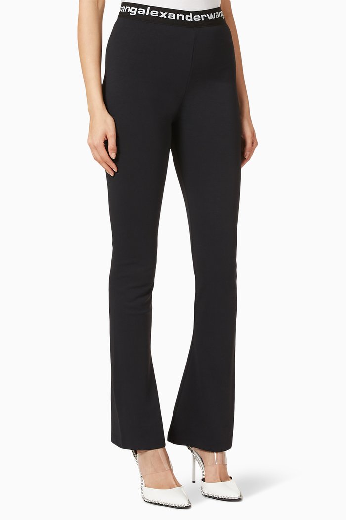 

Logo Elastic Flared Pants, Black