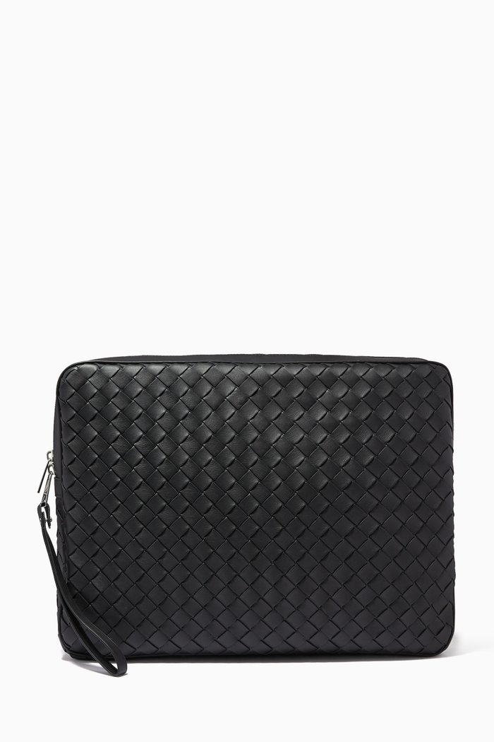 

Document Case in Intrecciato Hydrology Calfskin, Black