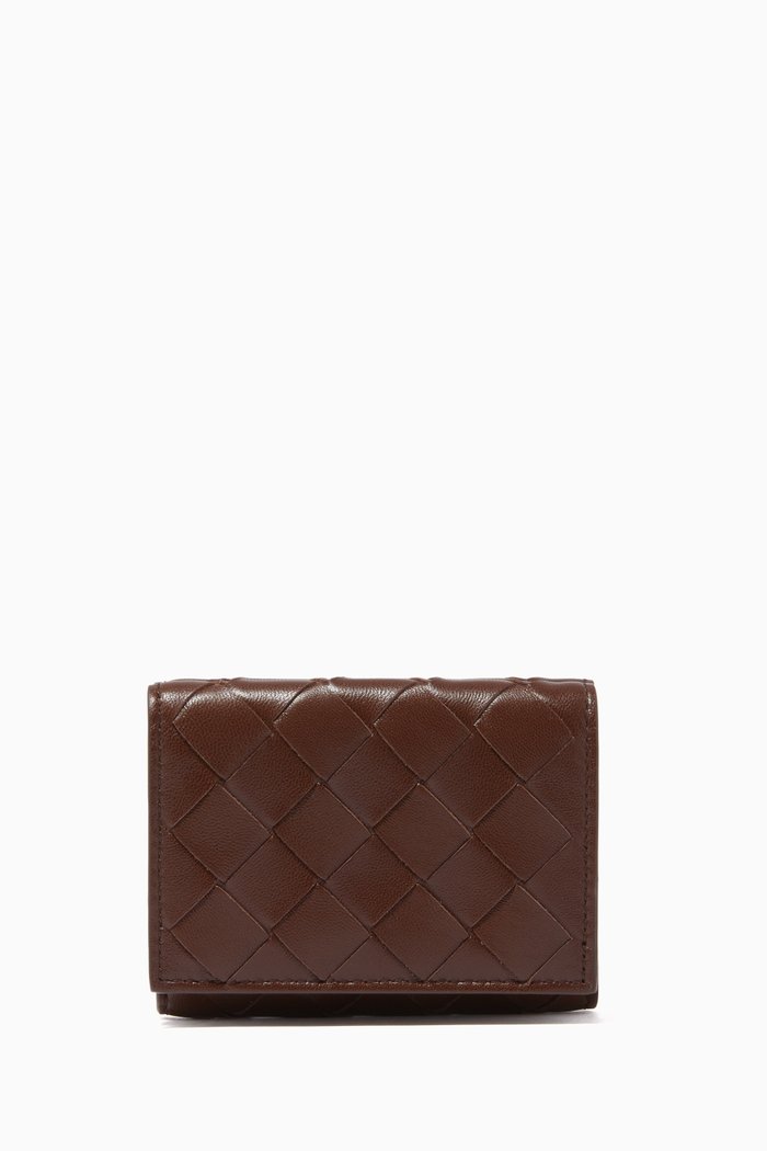 

Tri-fold Wallet in Intrecciato Nappa, Brown