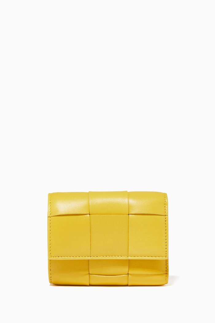 

Mini Wallet in Intrecciato Nappa, Yellow