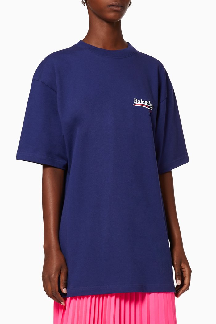 

Political Campaign Large Fit T-shirt in Organic Vintage Jersey, Blue
