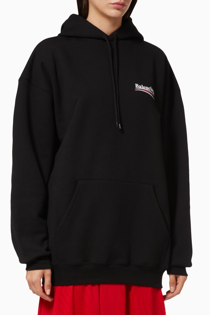 

Political Campaign Medium Fit Hoodie in Organic Fleece, Black
