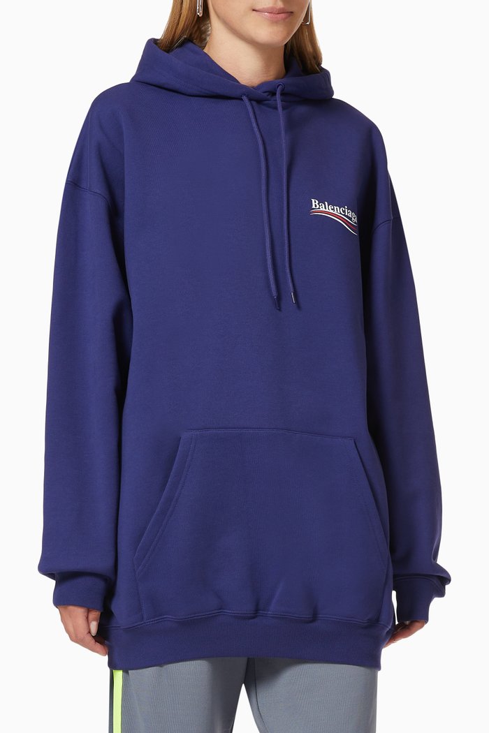 

Political Campaign Medium Fit Hoodie in Organic Fleece, Blue