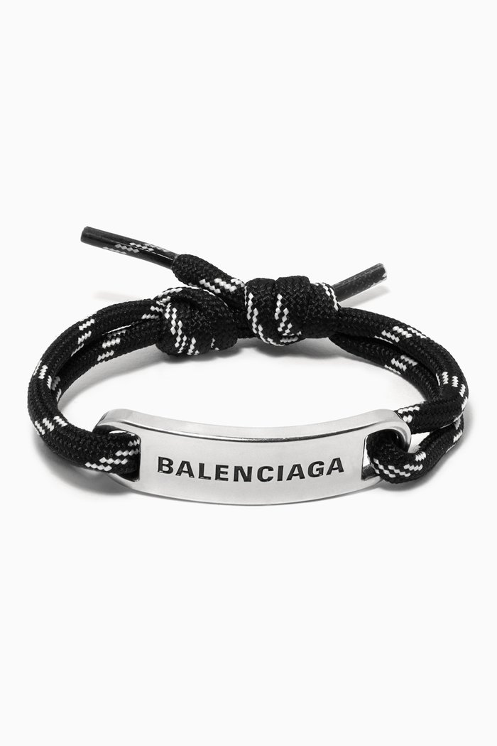 

Plate Bracelet in Polyester-Cotton & Brass, Black