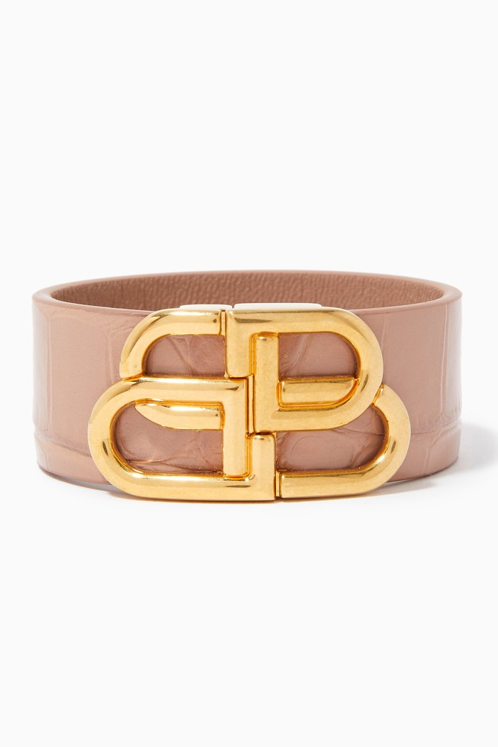 

BB Bracelet in Shiny Crocodile Embossed Calfskin, Neutral