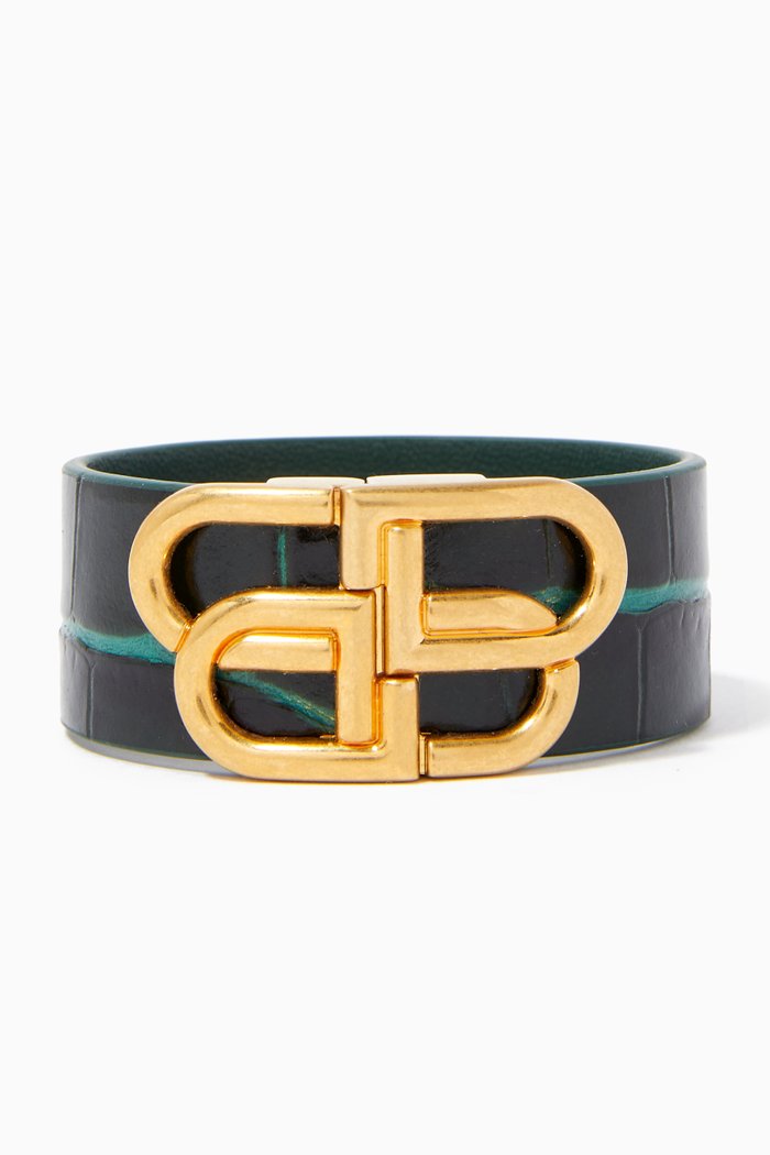 

BB Bracelet in Shiny Crocodile Embossed Calfskin, Green