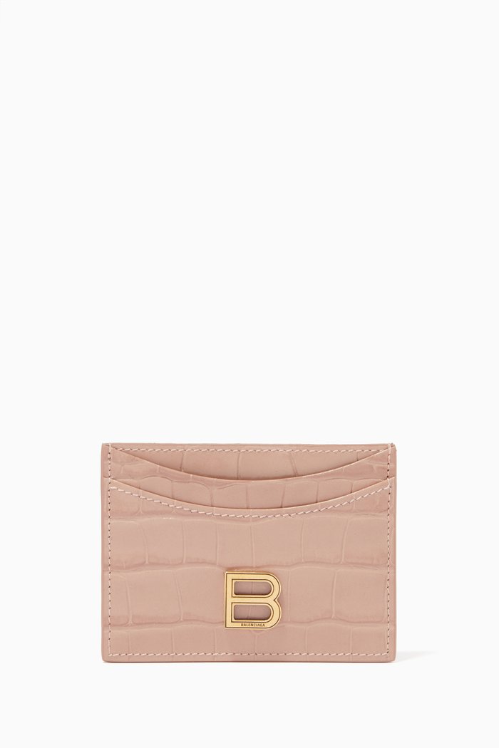 

Hourglass Card Holder in Shiny Crocodile Embossed Calfskin, Neutral