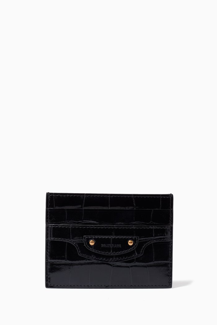 

Neo Classic Card Holder in Shiny Crocodile Embossed Calfskin, Black