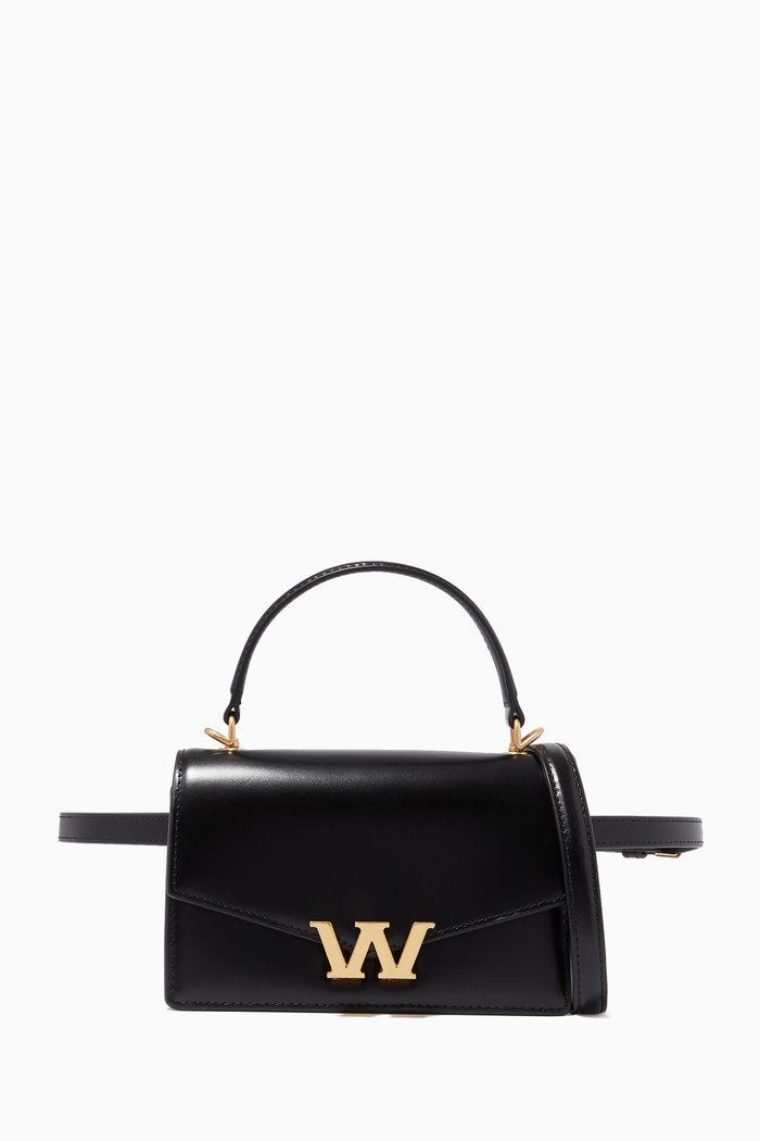 

Mini W Leagacy Satchel Bag in Leather, Black