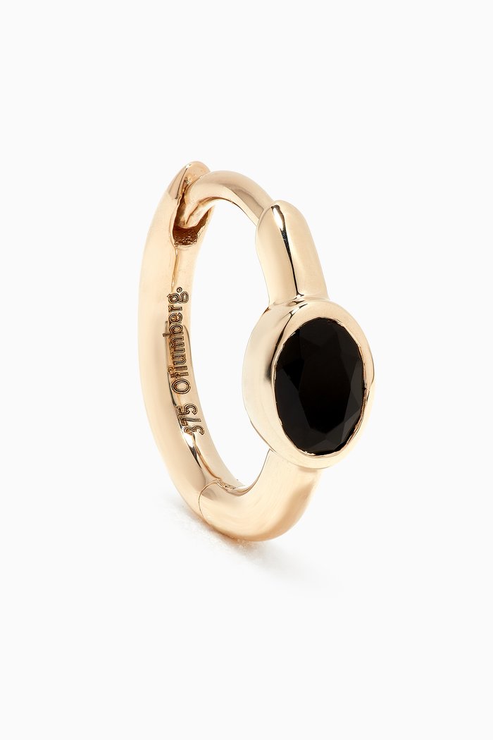 

Oval Black Onyx Single Huggie in 9kt Yellow Gold