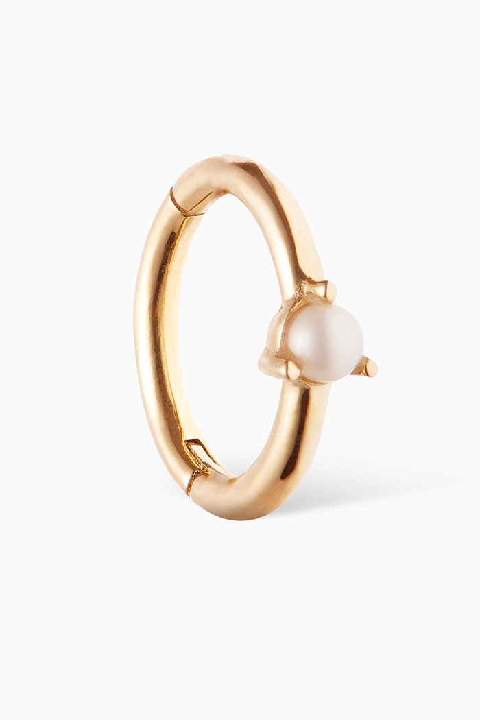 Pearl Seamless Single Hoop in 9kt Yellow Gold