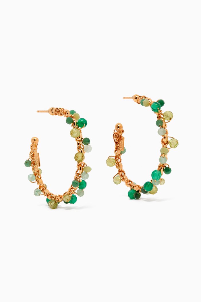 

Orphee Hoop Earrings in 24kt Gold Plating, Green