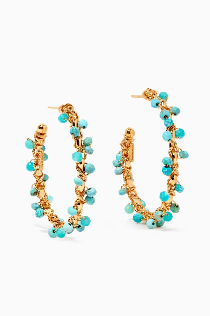 

Orphee Hoop Earrings in 24kt Gold Plating, Blue