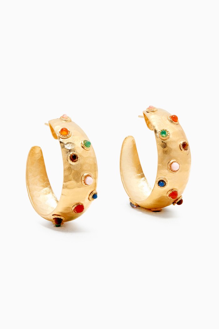 Leontia Hoop Earrings with 24kt Gold Plating, Multicolour