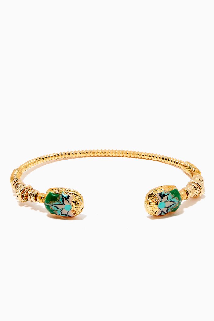 

Duality Scaramouche Twist Bracelet in 24kt Gold Plating, Green