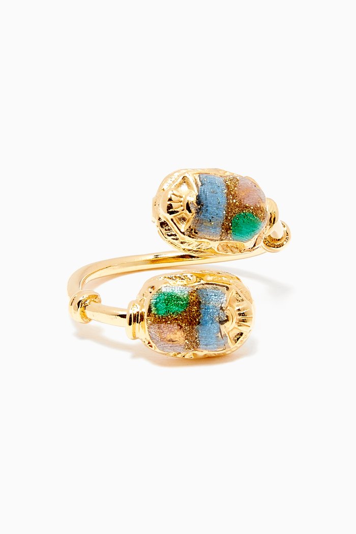 

Duality Scaramouche Ring in 24kt Gold Plating, Multicolour