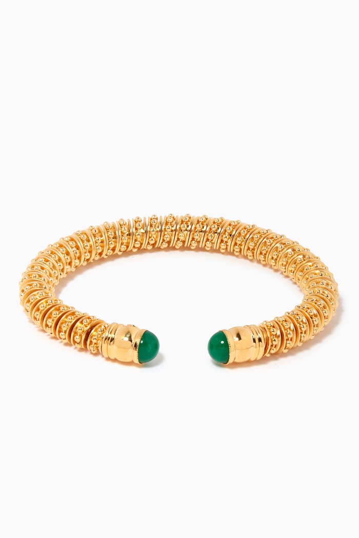

Petra Cabochan Bracelet in 24kt Gold Plating, Green