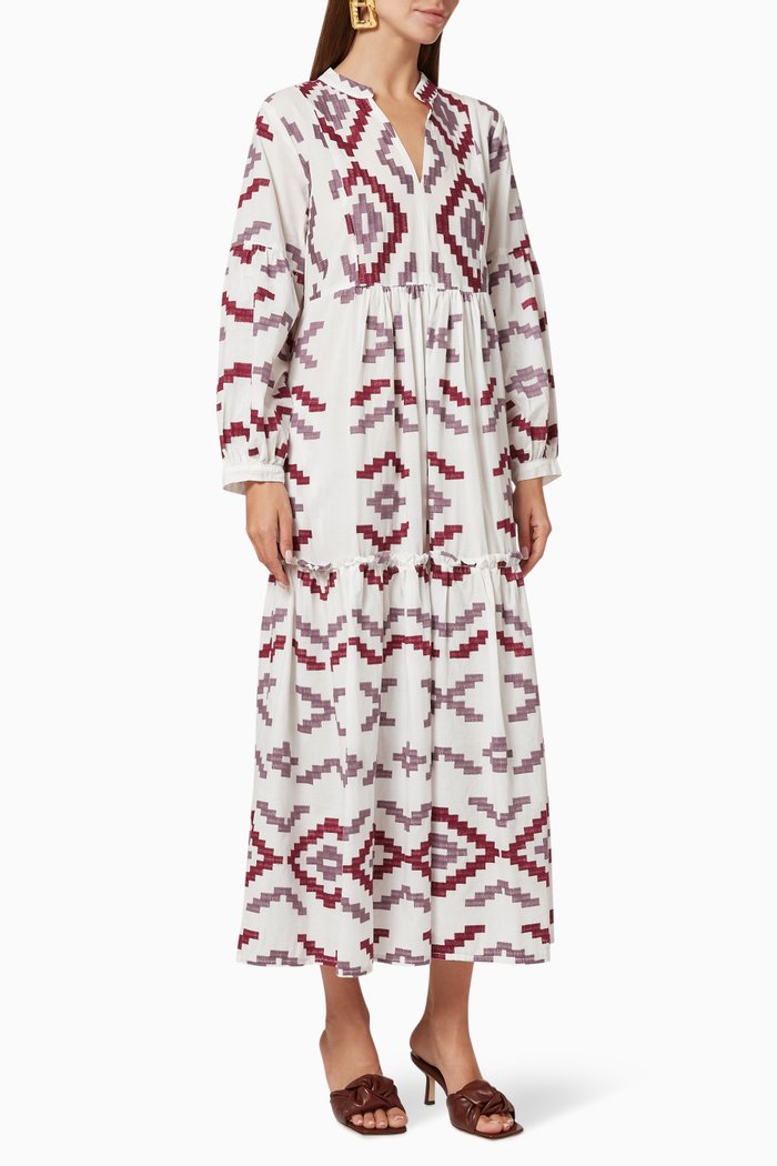 

Printed Tiered Dress, Purple