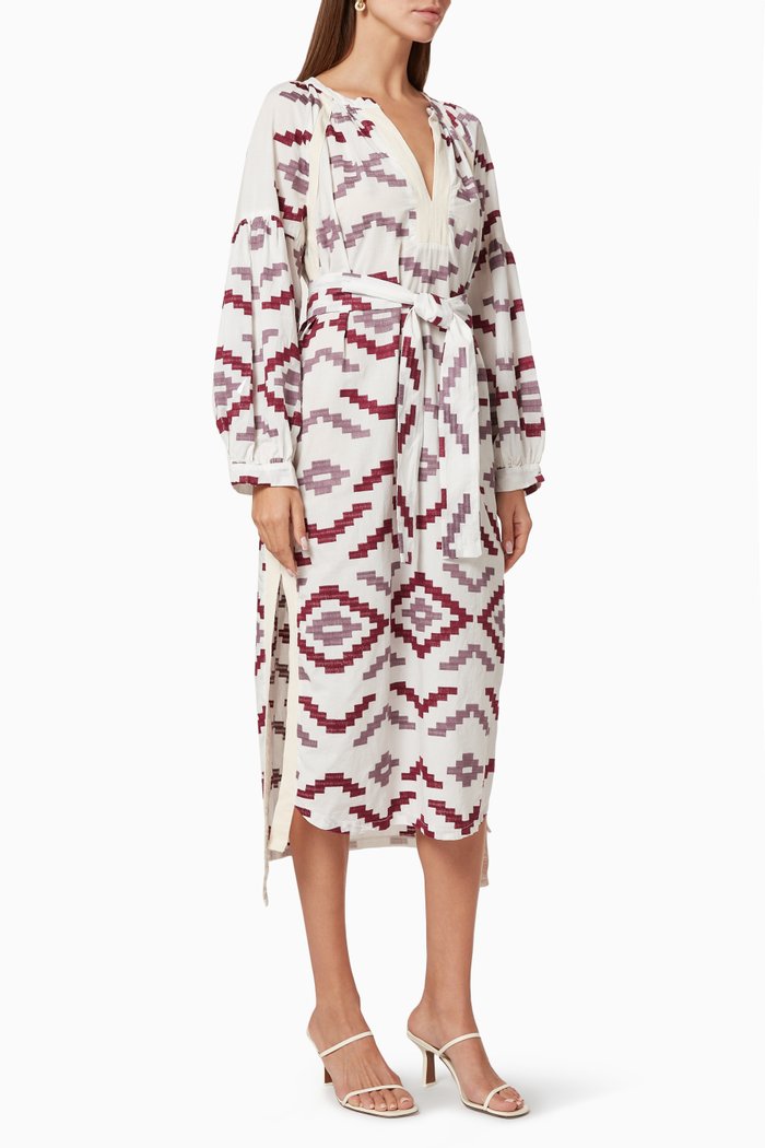 

Printed Belted Dress, Purple
