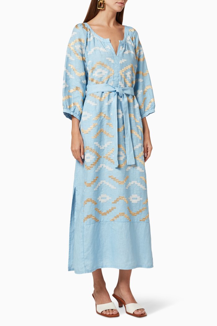 

Printed Belted Dress, Blue
