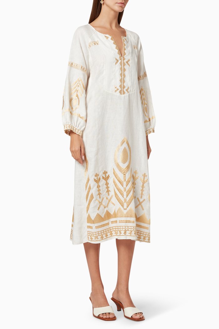 

Printed Cotton Dress, White