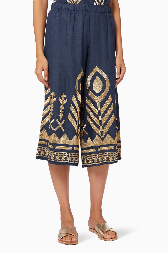 

Culottes in Embroidered Cotton, Blue