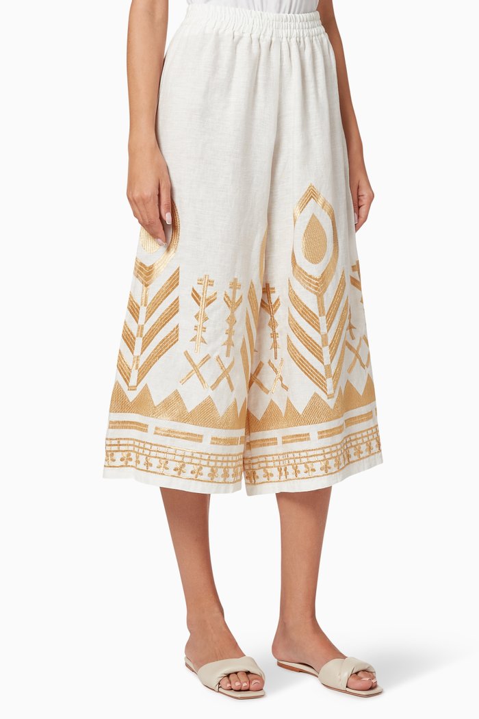 

Regular Culottes in Embroidered Cotton, White