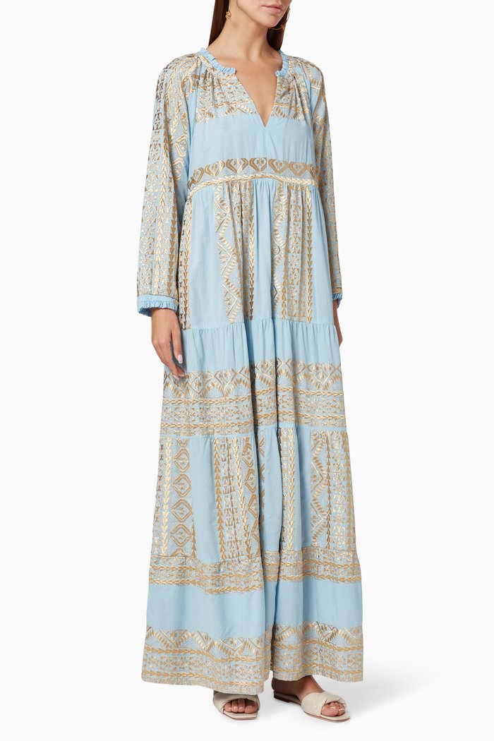 

Tiered Printed Dress, Blue