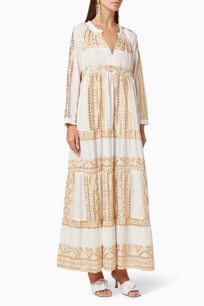 

Tiered Printed Dress, White