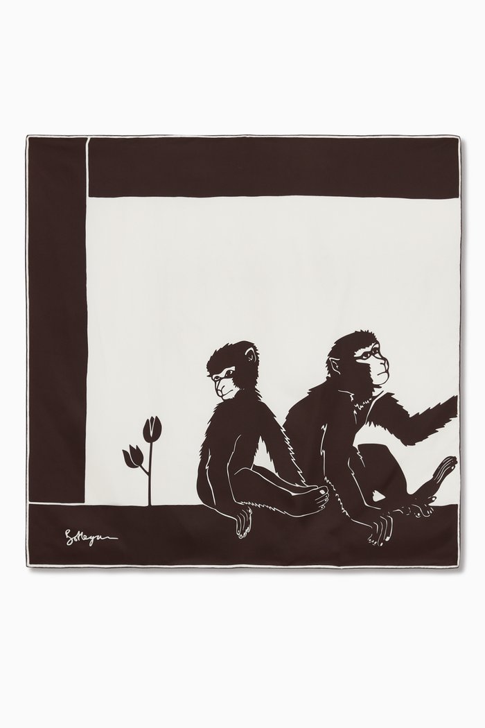 

Monkeys Scarf in Silk Twill, Multicolour
