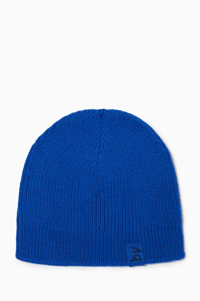Beanie in Wool Knit, Blue