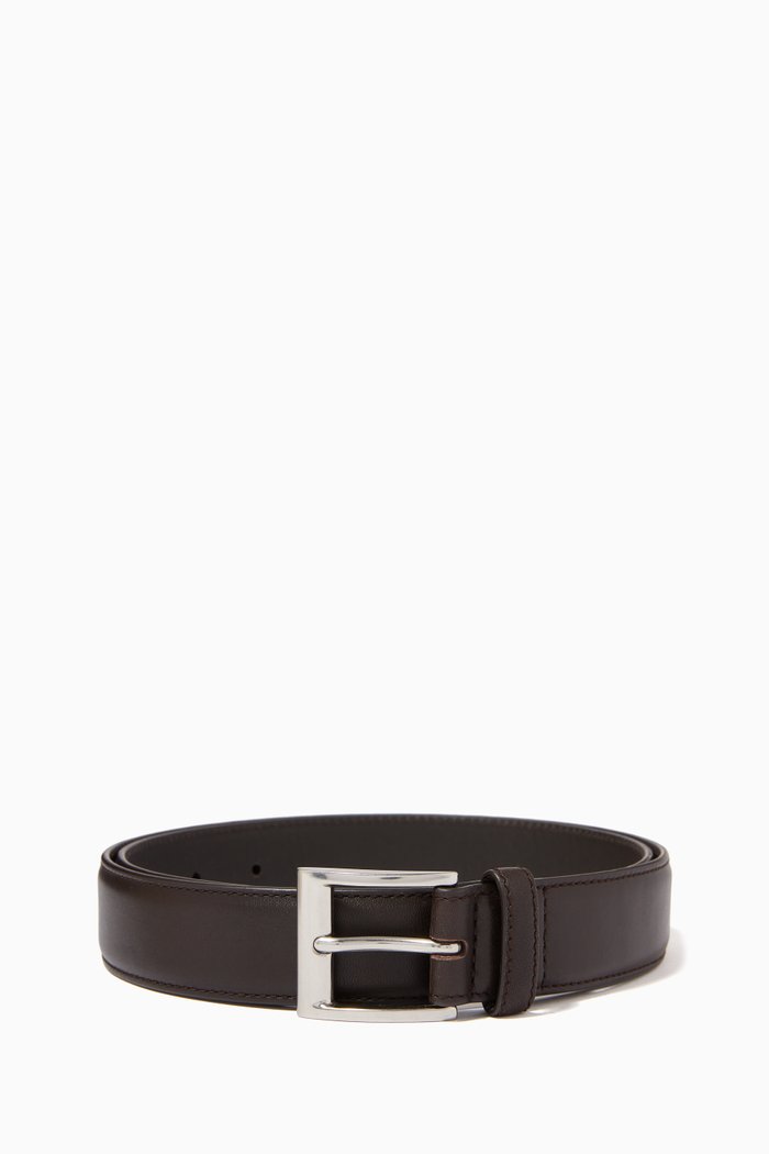 

Formal Belt in French Calf Leather, Brown
