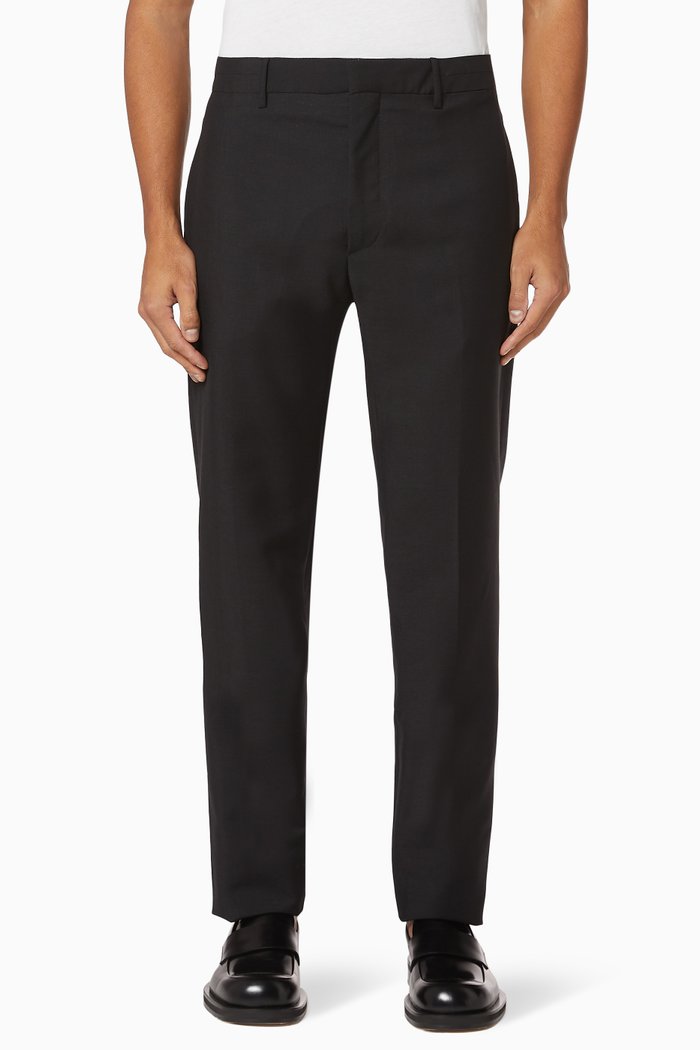 

Light Worsted Wool Slim Pants, Black