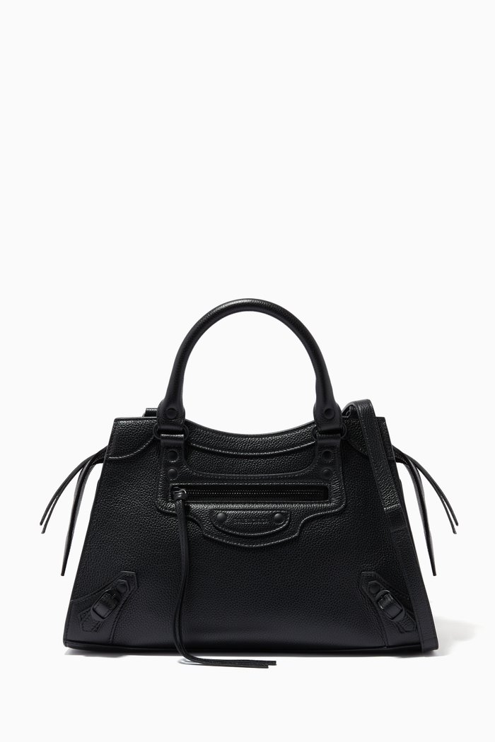 

Neo Classic Small Top Handle Bag in Grained Calfskin, Black