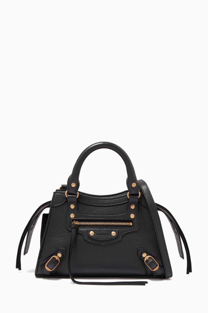 

Neo Classic Mini Top Handle Bag in Grained Calfskin, Black