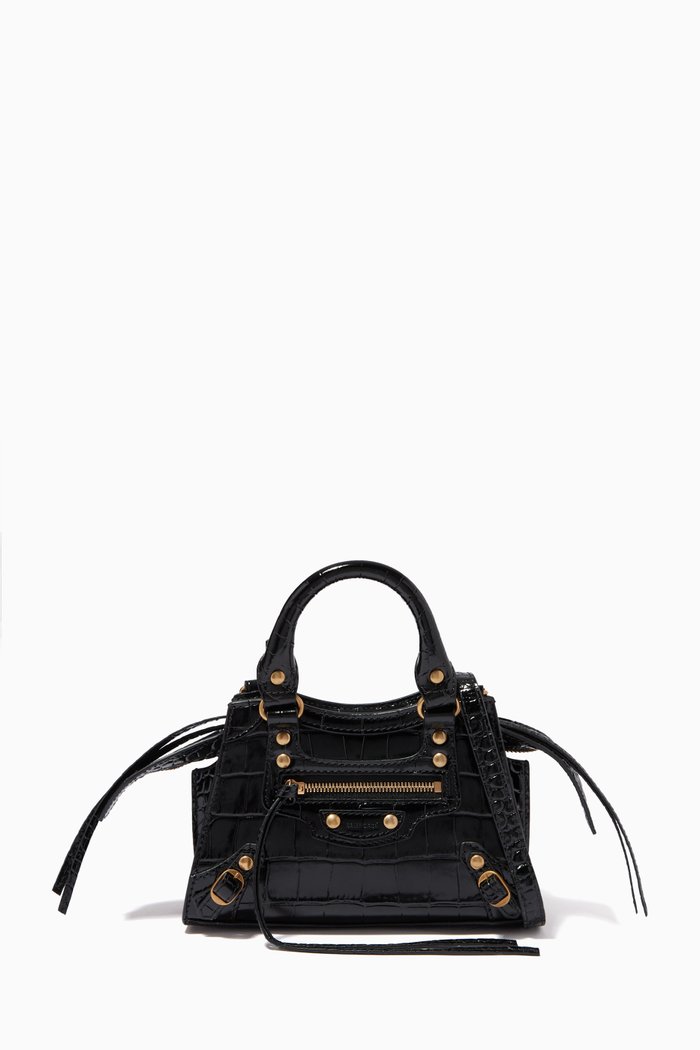 

Neo Classic Nano Top Handle in Shiny Crocodile Embossed Calfskin, Black
