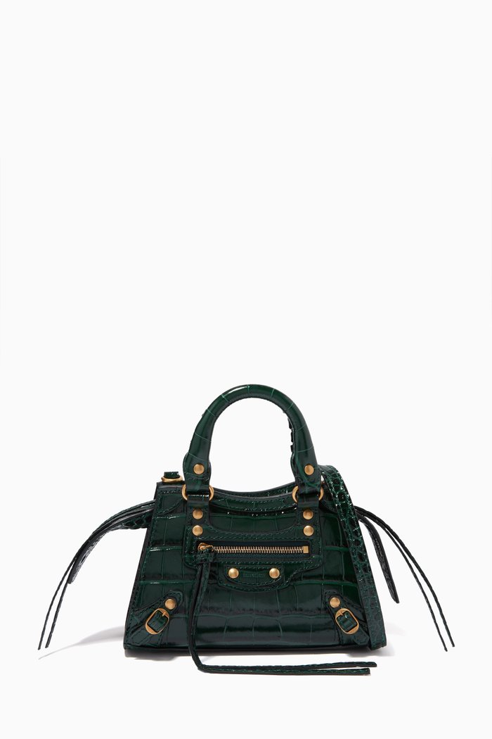 

Neo Classic Nano Top Handle in Shiny Crocodile Embossed Calfskin, Green